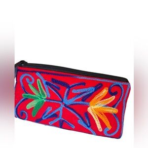 Colorful Embroidered Cosmetic Bag